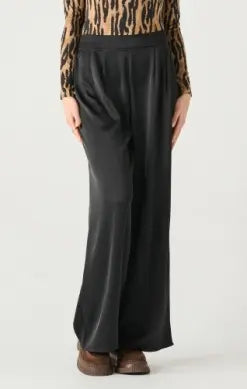 Black Tape High Waist Satin Wide Leg Pant