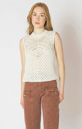 Dex Pointelle Sleeveless Sweater Ecru