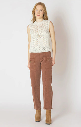 Dex Pointelle Sleeveless Sweater Ecru