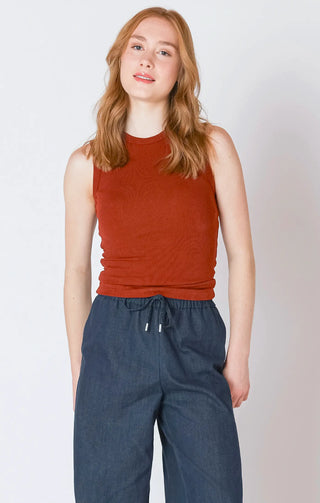 Dex Crew Neck Ribbed Tank Top Burnt Orange