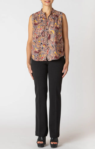 Dex Harvest Paisley Button Up Sleeveless Blouse