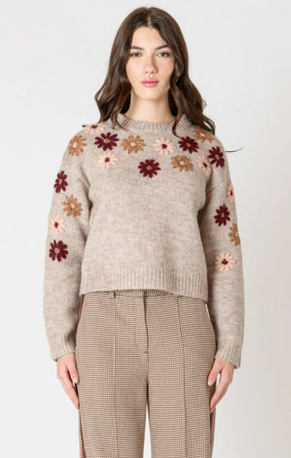 Dex 3D Floral Embroidered Sweater Beige