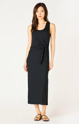 DEX Long Knit Black Dress w/ Loop Tie