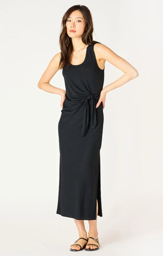 DEX Long Knit Black Dress w/ Loop Tie