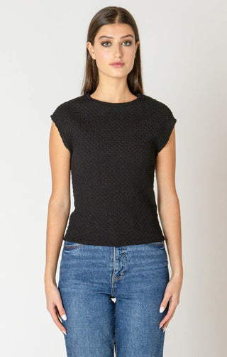 Dex Drop Shoulder Textured Top Black